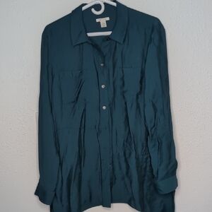 Westbound Teal Button-Up women's Blouse size Large